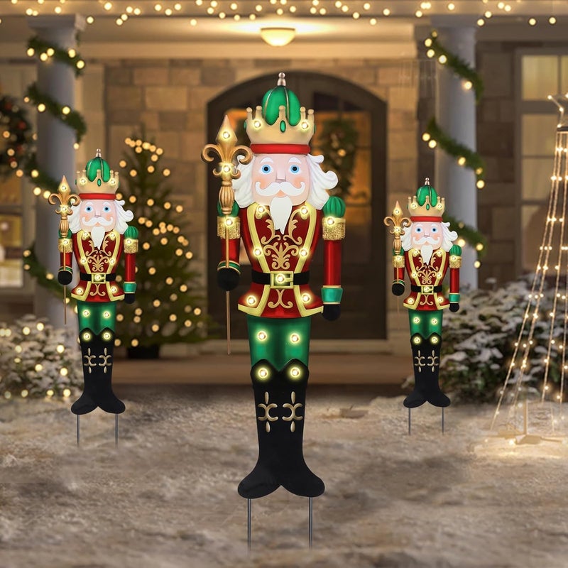 VCUTEKA Christmas Yard Sign Decorations Outdoor with LED Lights Christmas Nutcracker Yard Signs with Metal Stakes for Xmas Holiday Party Lawn Sign Garden Decor Xmas Outdoor Yard Signs - Image 2
